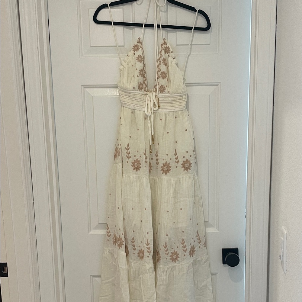 Free People Cream and Brown Maxi Dress